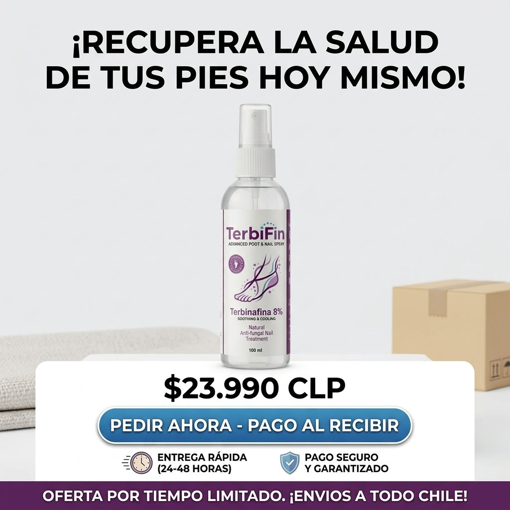 ¿Hongos, picazón y mal olor en tus pies? Terbifin, Spray Antihongos para Pies y Uñas — Alivio Rápido