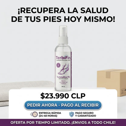 ¿Hongos, picazón y mal olor en tus pies? Terbifin, Spray Antihongos para Pies y Uñas — Alivio Rápido